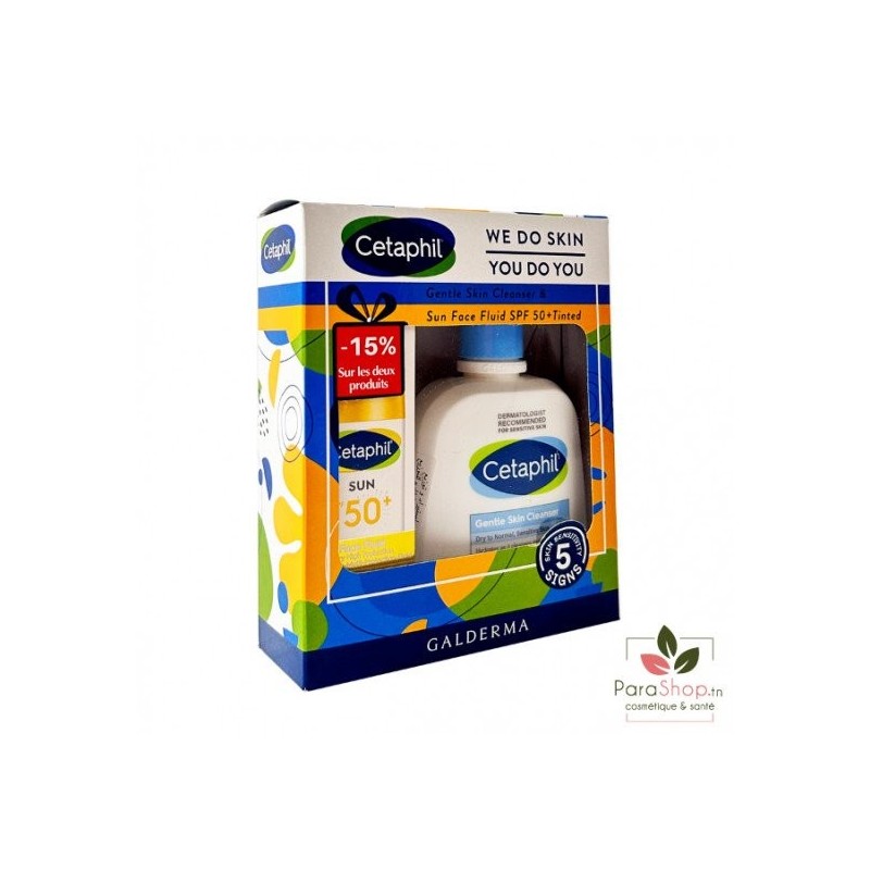 Cetaphil Coffret Sun Face Fluid Teinte SPF50+ + CETAPHIL LOTION NETTOYANTE 236ML  /coffret